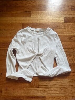 Aeropostale White Long Sleeve Twist-Front Tee